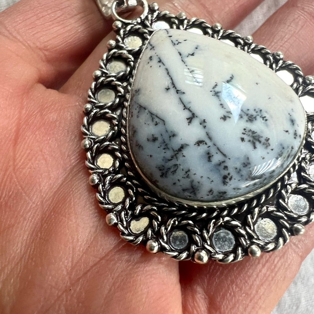 925 Stunning! Dendritic Agate Statement Piece Nec… - image 4